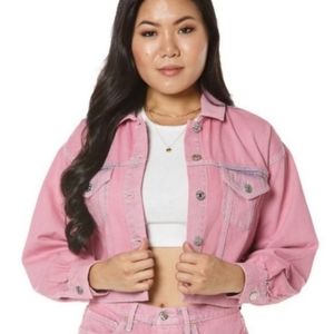 Juicy couture pink cropped denim jacket new with tags